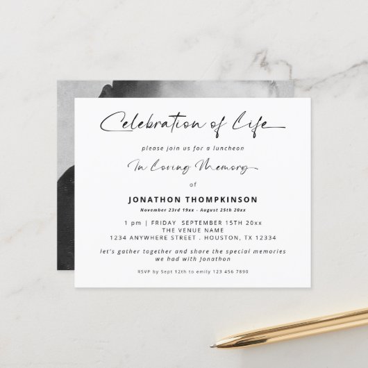 Begrotingsherdenking van het leven Foto White Lunc (Voorkant / Achterkant in situ)