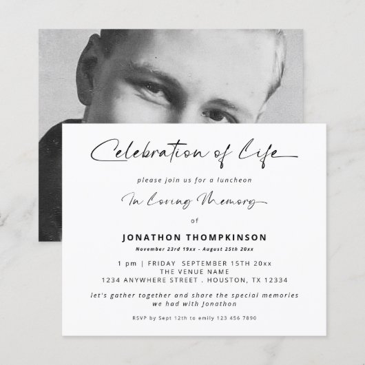 Begrotingsherdenking van het leven Foto White Lunc (Voorkant / Achterkant)