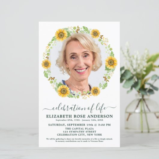 Begrotingsherdenking van het leven - Zonnebloem -  (Staand voorkant)