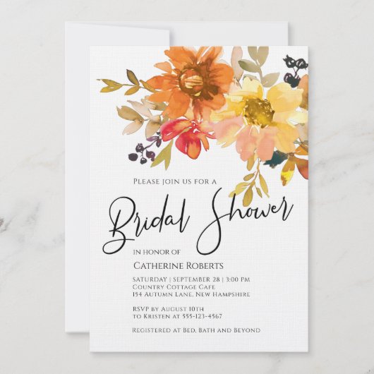 BegrotingsHerfst Moderne Waterverf Floral Vrijgeze Kaart (Voorkant)