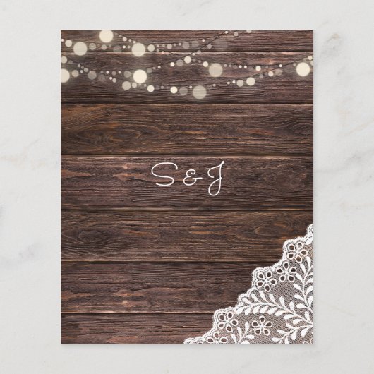 Begrotingshout, String Lights & Lace Menu (Achterkant)