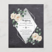 BEGROTINGSINVITATIES - White Roses Silver (Voorkant)