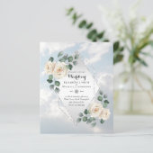 BEGROTINGSINVITATIES - White Roses Silver (Staand voorkant)