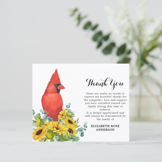 Begrotingskardinaal Floral Sympathie Funeral Dank  (Staand voorkant)