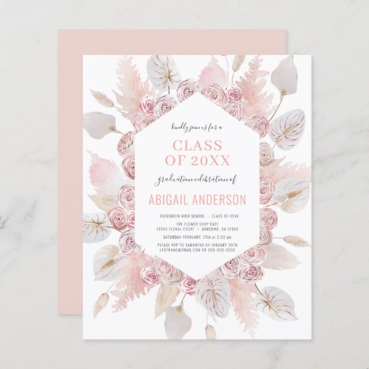 Begrotingsklasse 2023 Uitnodiging Boho Afstudeerde (Voorkant / Achterkant)