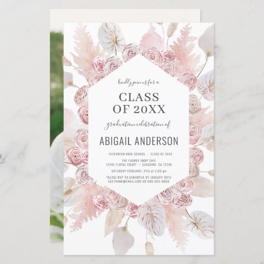 Begrotingsklasse 2023 Uitnodiging Boho Afstudeerde (Voorkant / Achterkant)