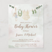 Begrotingskleding op lijn boho baby shower uitnodi (Voorkant)