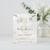 Begrotingskleding op lijn boho baby shower uitnodi (Staand voorkant)