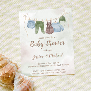 Begrotingskleding op lijn boho baby shower uitnodi