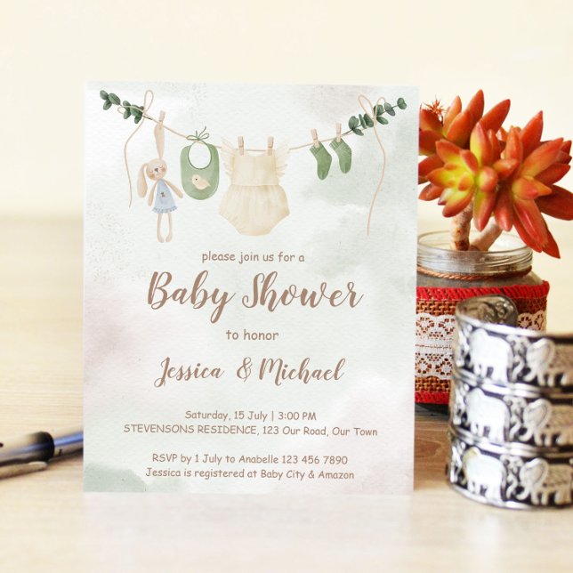 Begrotingskleding op lijn boho baby shower uitnodi