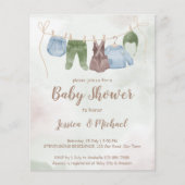 Begrotingskleding op lijn boho baby shower uitnodi (Voorkant)