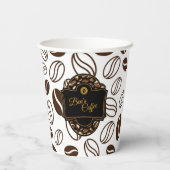 Begrotingskoffie Aangepaste bedrijfsnaam zoeken Papieren Bekers (Achterkant)