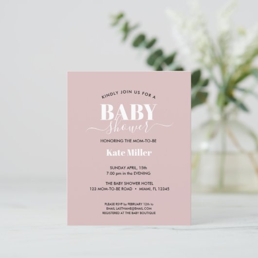 BEGROTINGSKOOL DUSTY PINK WHITE AND BLACK BABY SHO (Staand voorkant)