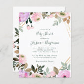 Begrotingslavender Pink Floral Baby shower (Voorkant / Achterkant)