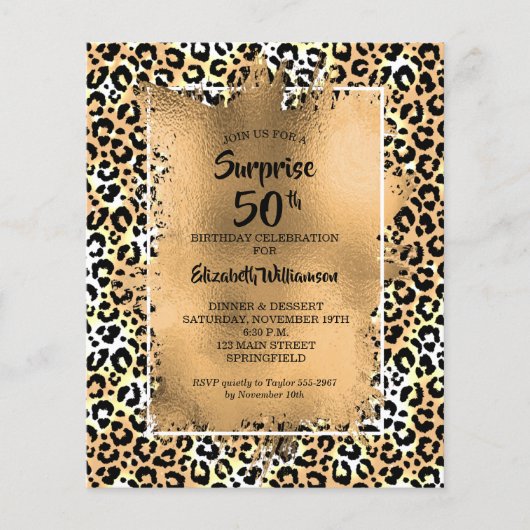 Begrotingsluipaard 50e verjaardag van uitnodiginge (Voorkant)