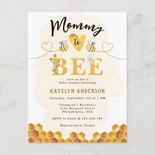 Begrotingsmammie tot genderneutraal Baby shower Uitnodiging Briefkaart (Voorkant)