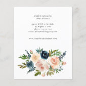 Begrotingsmarine, Stusty Blue, Roze Floral Vrijgez Flyer (Achterkant)