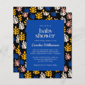 Begrotingsmatisme botanisch blauw zwart Baby showe (Voorkant / Achterkant)