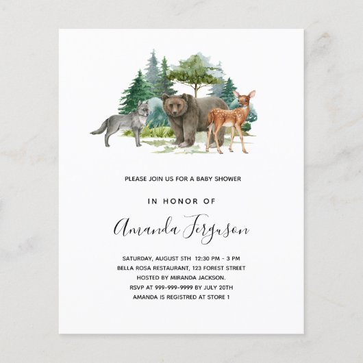 Begrotingsmiddelen baby shower bosbos beer (Voorkant)