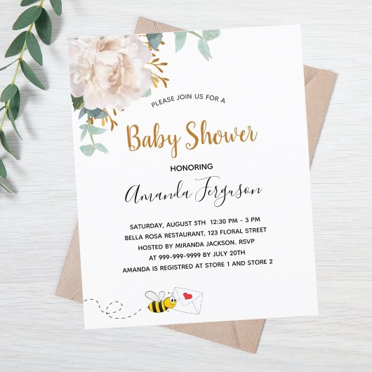 Begrotingsmiddelen Baby shower hommel bijenbloem