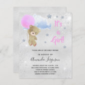 Begrotingsmiddelen Baby shower teddybeer meisje ro (Voorkant / Achterkant)