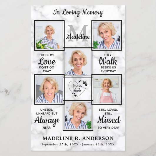 Begrotingsmodern Marmer Memorial Funeral Programme (Voorkant)