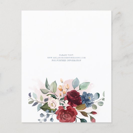 Begrotingsmoderne Bourgogne Floral redt de datum Flyer (Achterkant)