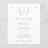 Begrotingsmonogram elegant vertrekt trouwuitnodigi (Voorkant)