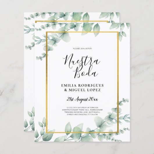 BEGROTINGSNUESTRA BODA Eucalyptus GOLD QR CODE Fly (Voorkant / Achterkant)