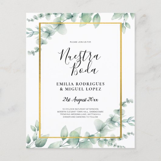 BEGROTINGSNUESTRA BODA Eucalyptus GOLD QR CODE Flyer (Voorkant)