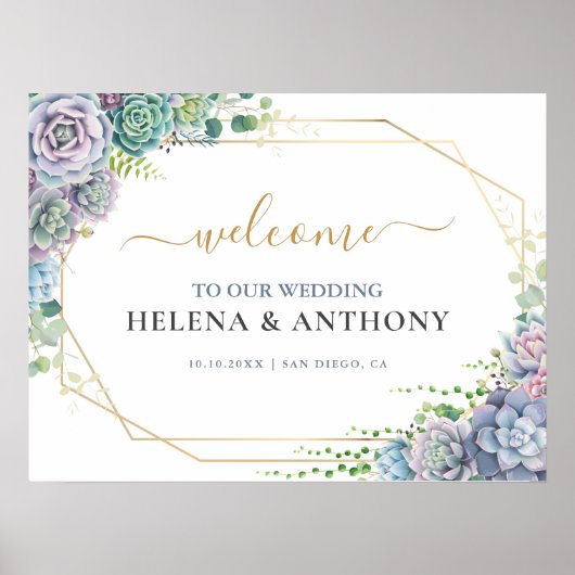 Begrotingspakket met botanische bruiloft Welkomstb Poster (Voorkant)