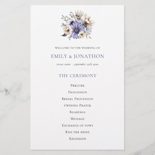 Begrotingsprogramma Paarse Florals Foliage Weduwen (Voorkant)