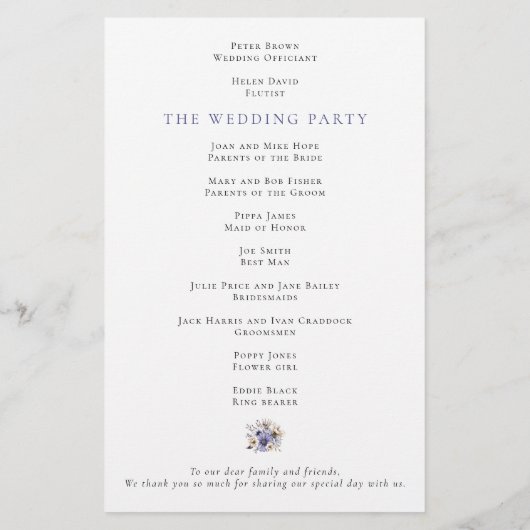 Begrotingsprogramma Paarse Florals Foliage Weduwen (Achterkant)