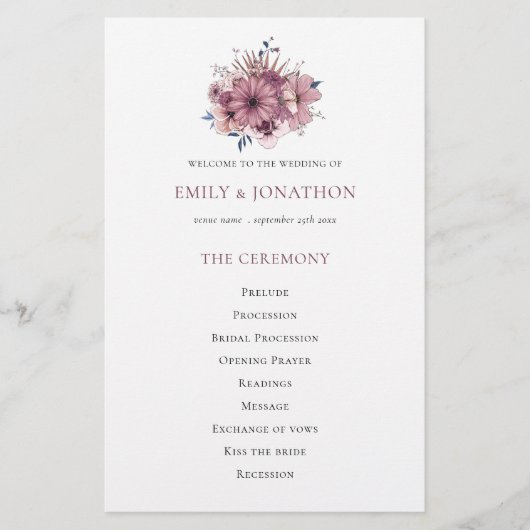 Begrotingsprogramma Paarse Florals Foliage Weduwen (Voorkant)