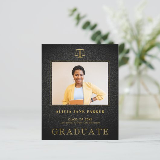 Begrotingsrecht school afstuderen foto aankondigin (Staand voorkant)