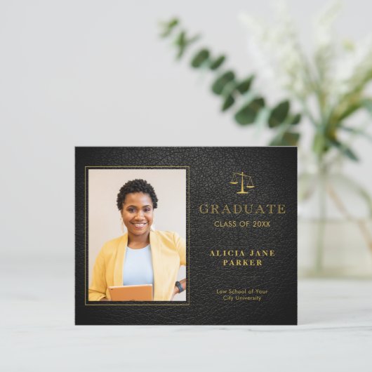 Begrotingsrecht school afstuderen foto aankondigin (Staand voorkant)