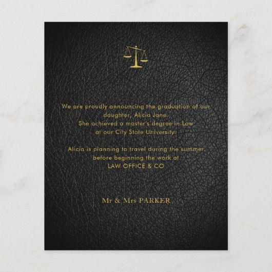 Begrotingsrecht school afstuderen foto aankondigin flyer (Achterkant)