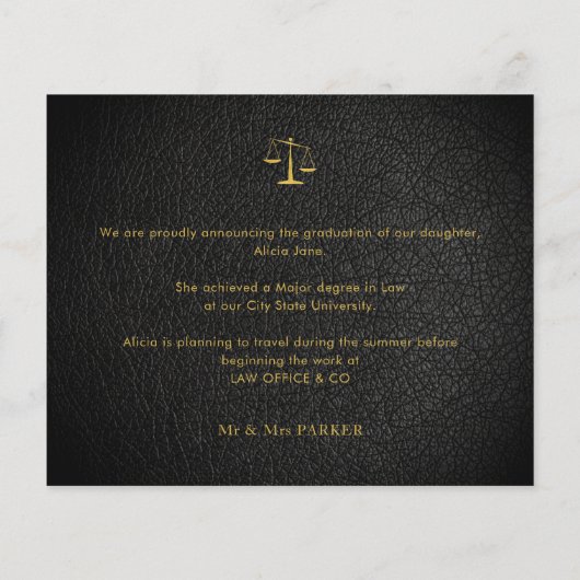 Begrotingsrecht school afstuderen foto aankondigin flyer (Achterkant)