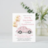 Begrotingsroze auto met uitnodiging voor Baby (Staand voorkant)