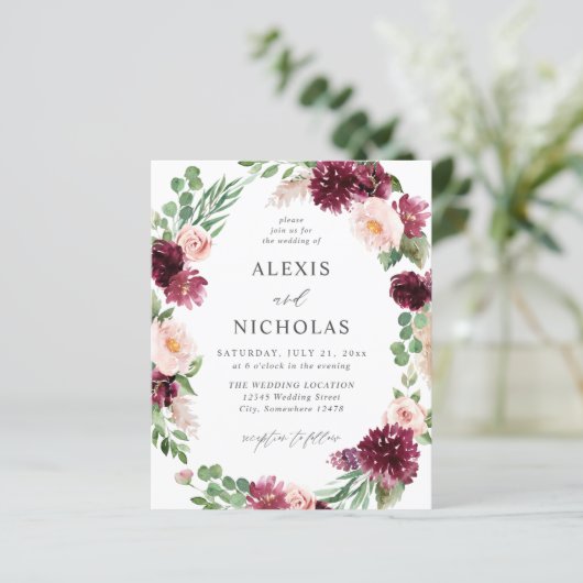 Begrotingsroze en Bourgogne Floral 7 bruiloft (Staand voorkant)