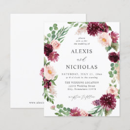 Begrotingsroze en Bourgogne Floral 7 bruiloft