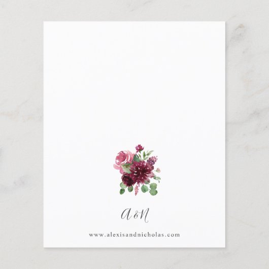 Begrotingsroze en Bourgogne Floral 7 bruiloft Flyer (Achterkant)