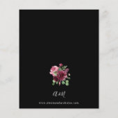 Begrotingsroze en Bourgogne Floral 7 bruiloft - zw (Achterkant)