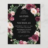 Begrotingsroze en Bourgogne Floral 7 bruiloft - zw Flyer (Voorkant)