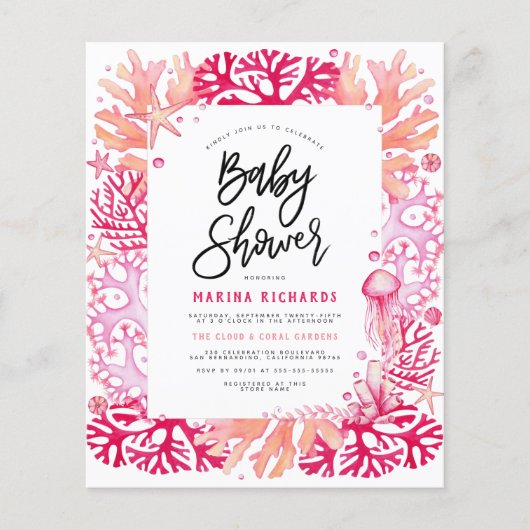 Begrotingsroze koraal en kwallen — Nautisch Baby s (Voorkant)