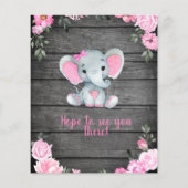 Begrotingsroze olifant Rustic Floral Baby shower Flyer (Achterkant)