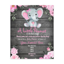 Begrotingsroze olifant Rustic Floral Baby shower