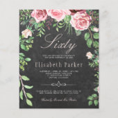 Begrotingsroze rozen uitnodiging voor 60e verjaard (Voorkant)