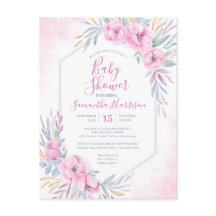 Begrotingsroze Waterverf Floral Elegant Baby showe