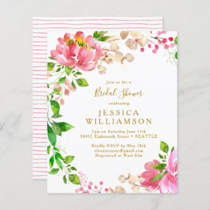 Begrotingsroze Waterverf Floral Vrijgezellenfeest 